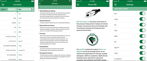 ESI pressure transducer Software App